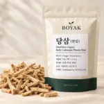 당삼 (만삼) / Dried Raw Organic Radix Codonopsis Pilosulae Root BOYAK pouch and actual sold ingredient packaging example