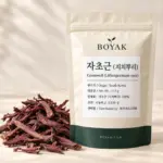 자초근 (지치뿌리) / Gromwell (Lithospermum root) BOYAK pouch and actual sold ingredient packaging example