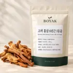 고려 홍삼 6년근 1등급 / Korean Red Ginseng (6 years old) 1st Grade BOYAK pouch and actual sold ingredient packaging example