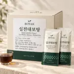 십전대보탕 / Sipjeondaebo-Tang / Ten Perfect Balance Herbal Tea BOYAK liquid sachets and carton packaging example