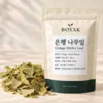 은행 나무잎 / Ginkgo Biloba Leaf BOYAK pouch and actual sold ingredient packaging example