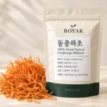 동충하초 / 100% Dried Natural Cordyceps Militaris BOYAK pouch and actual sold ingredient packaging example