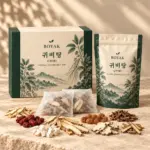 귀비탕 · 약재 키트 · AI 생성 포장 시안